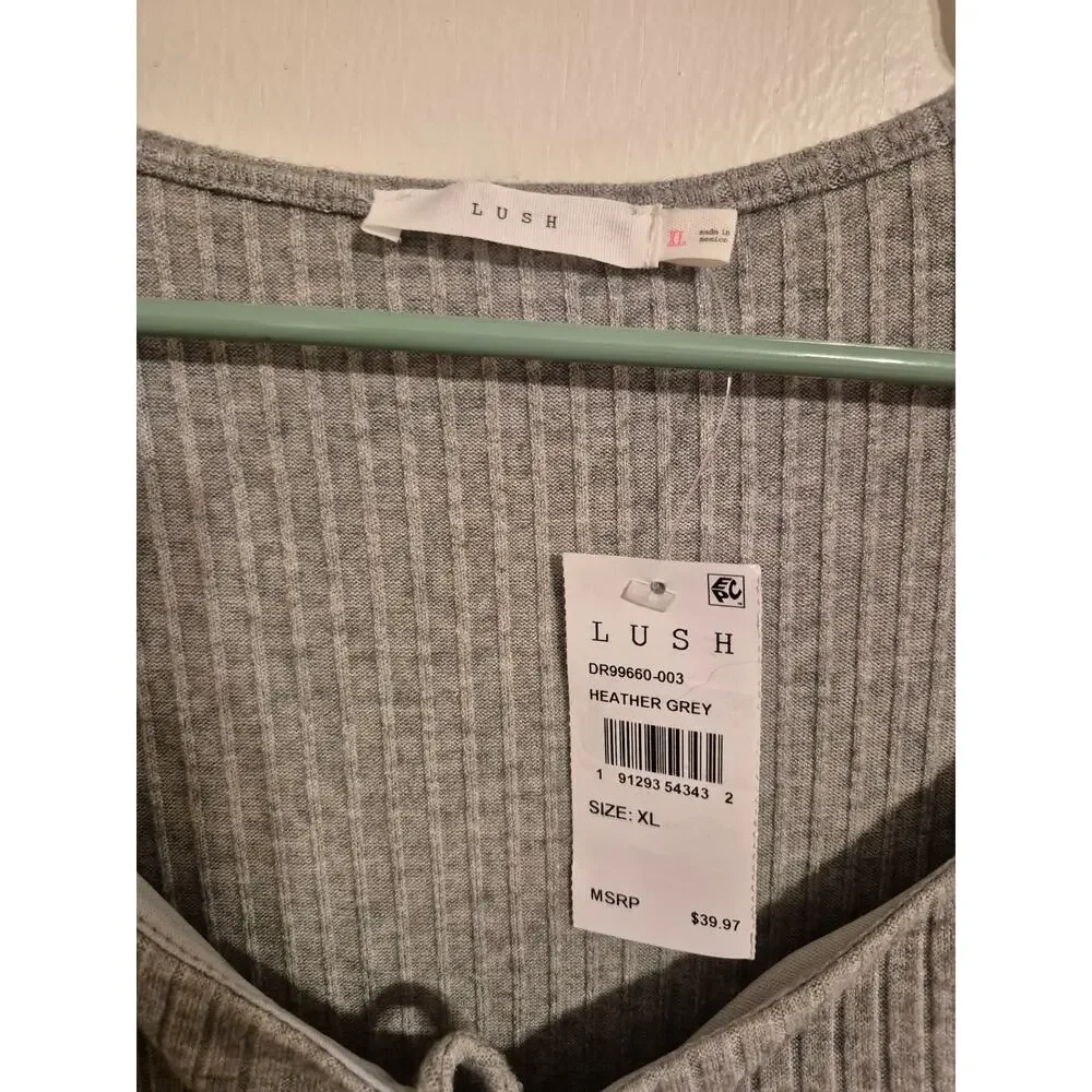 Lush NWT Gray Ribbed Knit Fit & Flare Dress Size XL - Picture 3 of 5